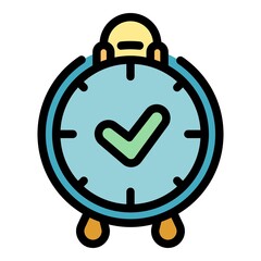 Poster - Alarm clock time management icon. Outline Alarm clock time management vector icon color flat isolated