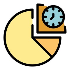 Poster - Pie chart time management icon. Outline pie chart time management vector icon color flat isolated