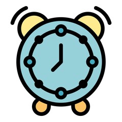 Poster - Home alarm time management icon. Outline Home alarm time management vector icon color flat isolated