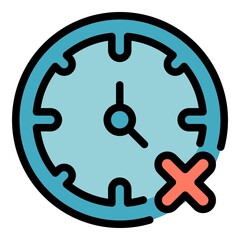 Poster - Reject time management icon. Outline reject time management vector icon color flat isolated