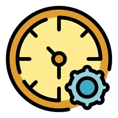 Poster - Gear time management icon. Outline Gear time management vector icon color flat isolated