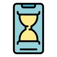 Poster - Smartphone time management icon. Outline Smartphone time management vector icon color flat isolated