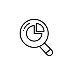 Wall Mural - Analyzing diagram with magnifying glass. Pixel perfect, editable stroke icon