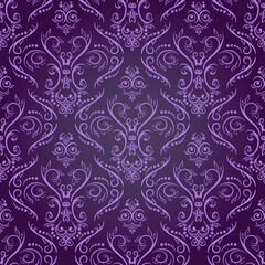 Damask Seamless Pattern - Purple