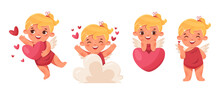 Cute Girls Cupids. Set