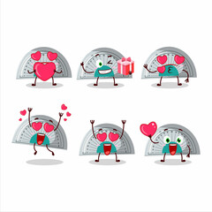 Sticker - White arc ruler cartoon character with love cute emoticon