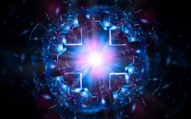 Aufkleber - digital illustration abstract image generated fractal background image portal pattern of various geometric shapes and lines of various colors for computer graphics or web design