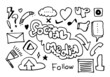 © tedi - Vector line art Doodle cartoon set of objects and symbols on the Social Media theme.