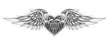 Heart With Wings Engraving Tattoo