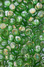 Green Glass Pebbles Or Nuggets Background With A Smooth Shiny Transparent Texture Use In Hobby Craft And Home Decoration, Stock Photo Image