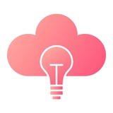 Fototapeta  - Vector Cloud Bulb Glyph Gradient Icon Design