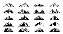 Set Black Mountain Icons. Vector Illustration.