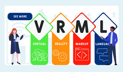 Canvas Print - VRML - Virtual Reality Markup Language acronym. business concept background.  vector illustration concept with keywords and icons. lettering illustration with icons for web banner, flyer, landing pag