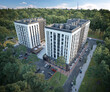 © Free_styler - 3d rendering of a modern multistory city building with landscape and parking lots
