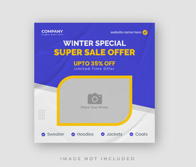 Wall Mural - Winter Sale Offer Social Media Post Design Template