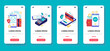 Mobile bank onboard screen. Financial application for wireless money transfer and online shopping concept. Crypto wallet phone landing page design. Vector banking app interfaces set