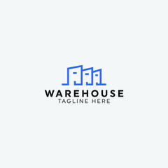 Wall Mural - modern warehouse building logo business vector design template. outline building distributor logo concept vector design  inspiration. 