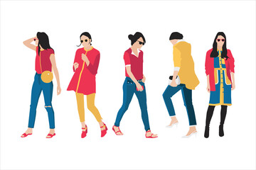 Vector illustration of fashionable woman bundle