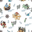 Seamless pattern fabric for kids - cute pirate. Texture background. Bezszwowy dziecinny wzór piracki