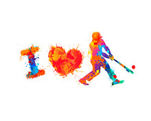 I Love Baseball. Vector Symbol Of Splash Paint
