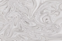 Abstract Wavy Grey Liquid Texture With Swirls. Grey And White. Fluid Art Background. For Wall Floor Tiles.