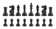 Set With Black Chess Pieces On White Background