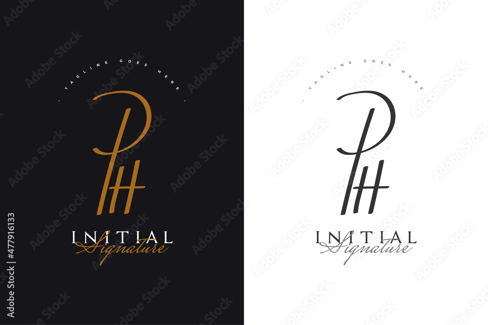 PH Initial Logo Design with Vintage Handwriting Style. PH Signature Logo or Symbol for Wedding, Fashion, Jewelry, Boutique, Botanical, Floral and Business Identity