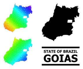 Wall Mural - Vector lowpoly spectral colored map of Goias State with diagonal gradient. Triangulated map of Goias State polygonal illustration.