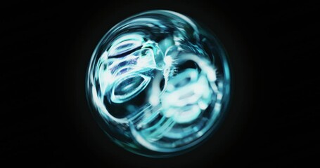 Poster - blue abstract plasma energy inside orb. science and technology abstract graphics. light refracting a