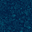 © Chakraborty - Seamless pattern with Underwater doodle illustration. Vector illustration with sea and ocean life