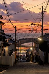 夕暮れの外川の町並み　銚子市