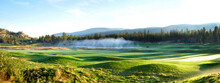 Morning Mist Over A Golf Course In The Sunny Okanagan Valley