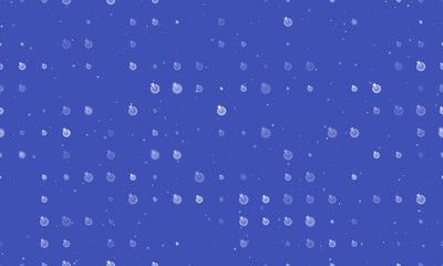 Poster - Seamless background pattern of evenly spaced white goal symbols of different sizes and opacity. Vector illustration on indigo background with stars