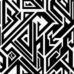 Black geometric seamless pattern.