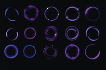 Glowing Purple Circles With Sparkles, Round Frames