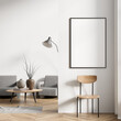 Leinwandbild Motiv Bright living room interior with empty white poster