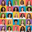 © Prostock-studio - Attractive young women smiling on colorful backgrounds, set of avatars
