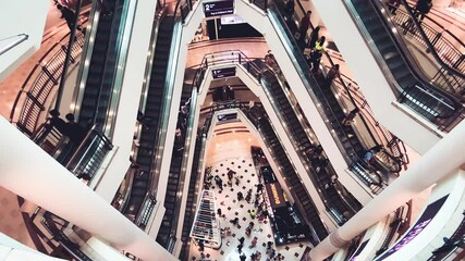 Poster - KUALA LUMPUR, MALAYSIA - DECEMBER 28, 2019: Interior of Klcc Center full of tourists and shops