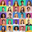 © Prostock-studio - Set of photos of international students on colorful backgrounds