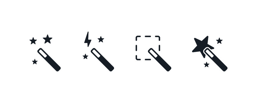 Magic wand graphic editing tool icon set.