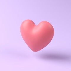 Wall Mural - 3d object floating on pastel background, love icon, heart icon. 3d rendering
