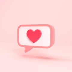 Wall Mural - 3d object floating on pastel background, love icon, heart icon. 3d rendering