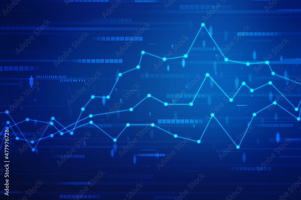 Business Growth graph on technology background, Futuristic raise arrow ...