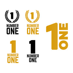 Wall Mural - Number one retro labels. Set of one number logo. First place badge
