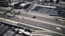 The highway patrol is chasing the fast vehicle. Police helicopter pursuit the car. Police Highway Chase. Aerial view of police pursuit. 3d animation 