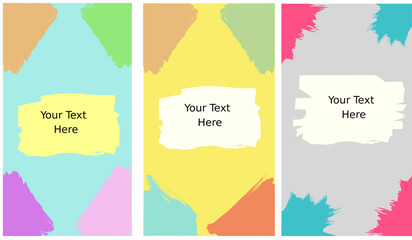  Ink brush stroke on color background. Vector illustration of grunge wave stains.