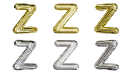 Wall Mural - aluminum foil inflated balloon alphabet letter Z gold and silver different angles