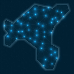 Poster - Salt Island network map. Abstract geometric map of the island. Digital connections and telecommunication design. Glowing internet network. Creative vector illustration.