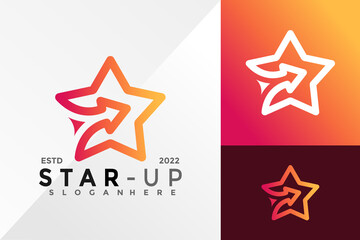 Sticker - Star up Logo Design Vector illustration template