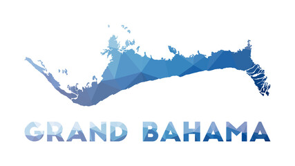 Poster - Low poly map of Grand Bahama. Geometric illustration of the island. Grand Bahama polygonal map. Technology, internet, network concept. Vector illustration.